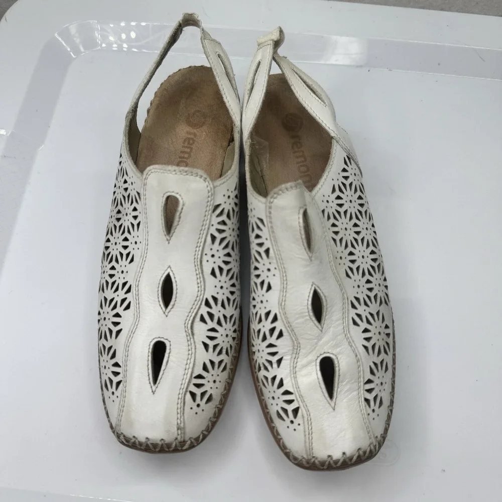 Remonte White Laser-Cut Slingback Sandals
